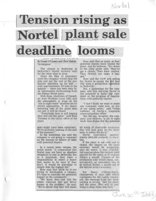 Tension rising as Nortel plant sale deadline looms