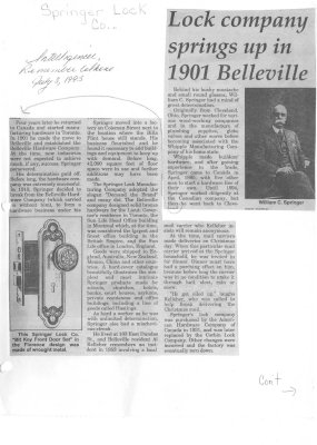 Lock company springs up in 1901 Belleville