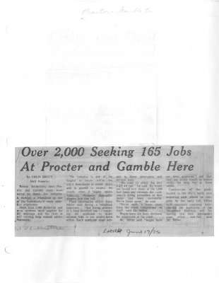 Over 2000 Seeking 165 Jobs At Procter and Gamble Here