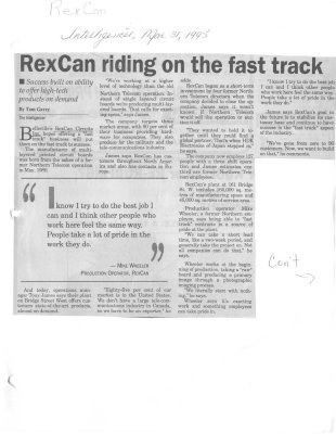 RexCan riding on the fast track