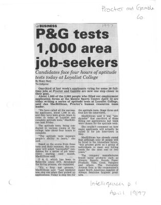 P&G tests 1000 area job-seekers