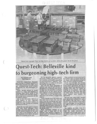 Quest-Tech: Belleville kind to burgeoning high-tech firm