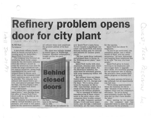 Refinery problem opens door for city plant