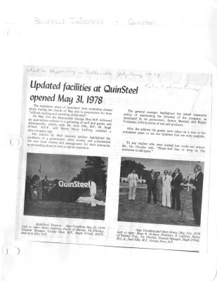 Updated facilities at QuinSteel opened May 31, 1978