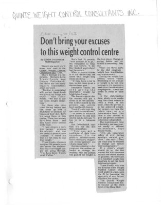 Don't bring your excuses to this weight control centre