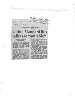 Union-Standard Box talks are &quot;amiable&quot;