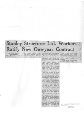 Stanley Structures Ltd. Workers Ratify New One-year Contract