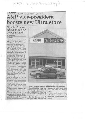 A&P vice-president boosts new Ultra store