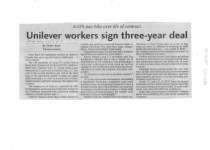 Unilever workers sign three-year deal