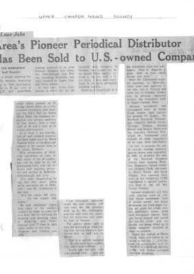 Area's pioneer periodical distributor has been sold to U.S. - owned Company