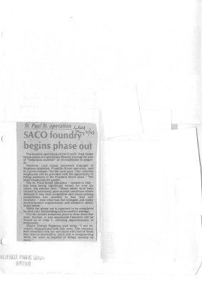 SACO foundry begins phase out