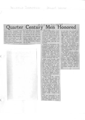 Quarter Century Men Honored