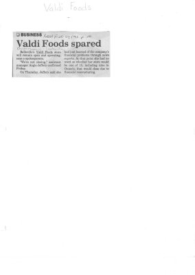 Valdi Foods spared