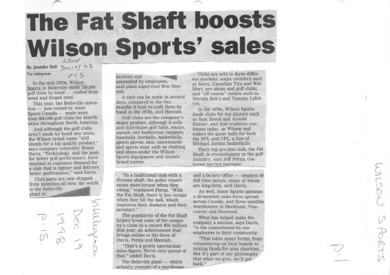 The Fat Shaft boosts Wilson Sports' sales