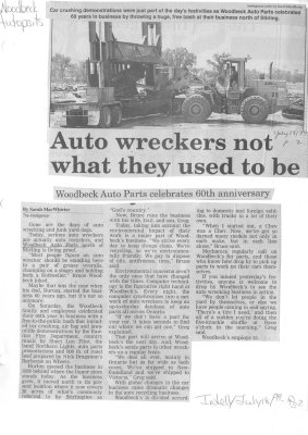 Auto wreckers not what they used to be: Woodbec Auto Parts celebrates 60th anniversary