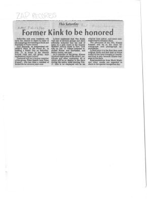 Former Kink to be honored