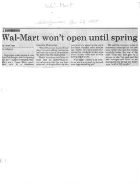 Wal-Mart won't open until spring