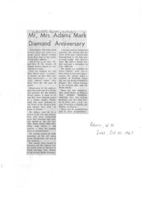 Mr., Mrs. Adams mark diamond Anniversary