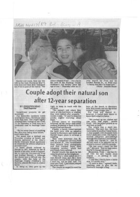 Couple adopt their natural son after 12-year separation