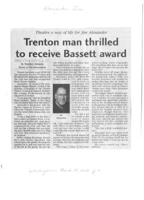 Trenton man thrilled to receive Bassett award