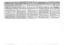 Mary Ethel ferries farmers & travellers in 1800s