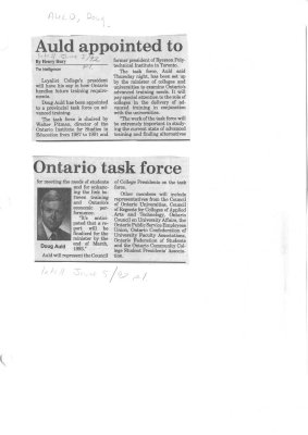 Auld appointed to Ontario task force