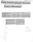 Park bench plaque honors Gerry Brennan