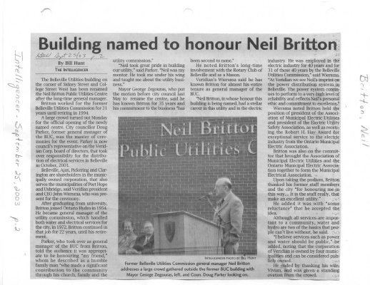 Building named to honour Neil Britton