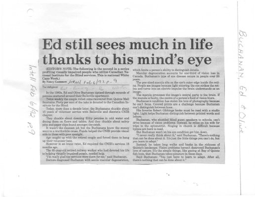 Ed still sees much in life thanks to his mind's eye