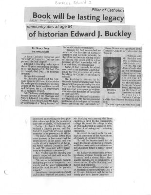 Book will be lasting legacy of historian Edward J. Buckley