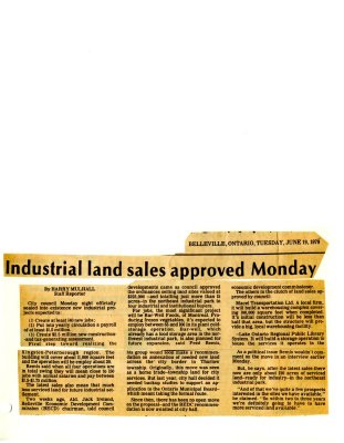 Industrial land sales approved Monday