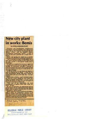 New city plant in works: Bemis