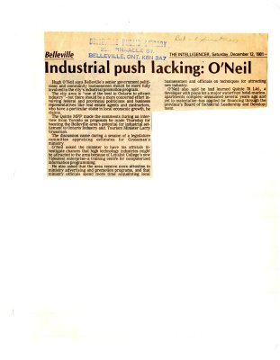 Industrial push lacking: O'Neil