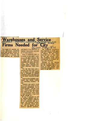 Warehouses and Service Firms Needed for City