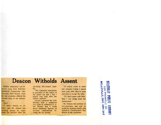 Deacon Witholds Assent