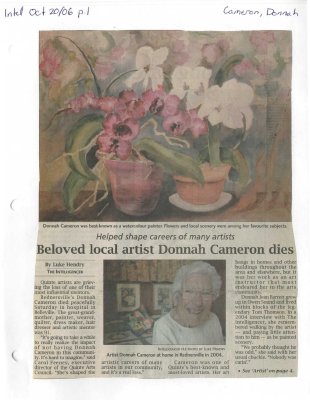 Beloved local artist Donnah Cameron dies