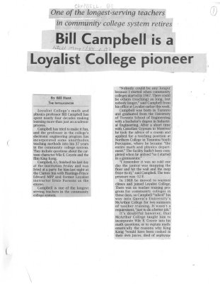 Bill Campbell is a Loyalist College pioneer