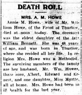 Howe, Annie M. (née Bennett) (Died)