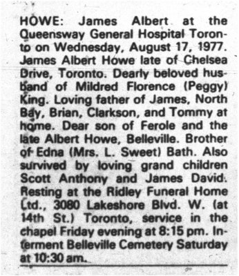 Howe, James Albert (Died)