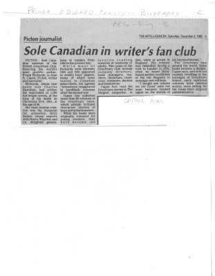 Sole Canadian in writer's fan club