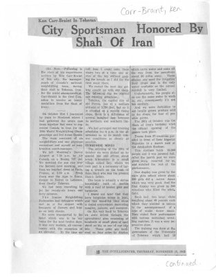 City Sportsman Honored By Shah Of Iran