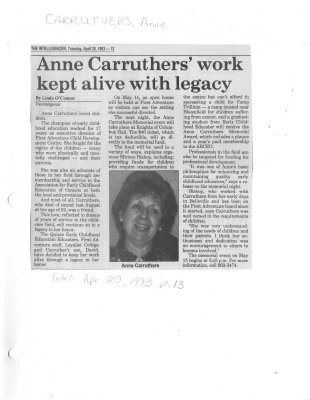 Anne Carruthers' work kept alive with legacy