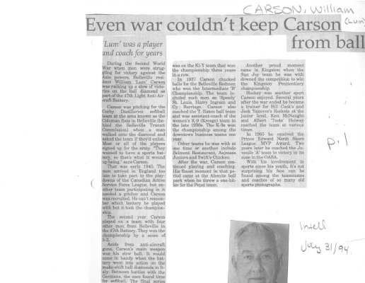 Even war couldn't keep Carson from ball