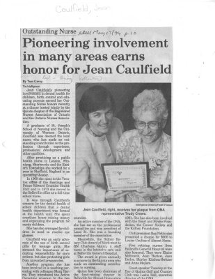 Pioneering involvement in many areas earns honor for Jean Caulfield