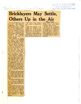 Bricklayers May Settle, Others Up in the Air