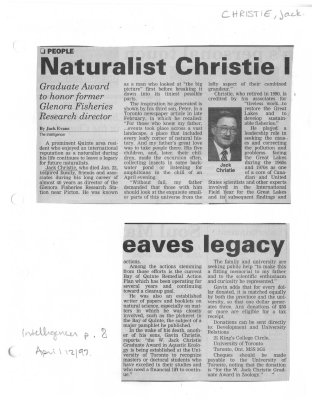 Naturalist Christie leaves legagy