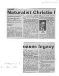 Naturalist Christie leaves legagy