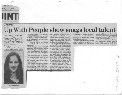 Up With People show snags local talent