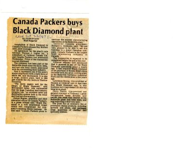 Canada Packers Buys Black Diamond plant