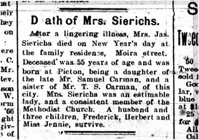 Sierichs, Emily E (née Carman) (Died)